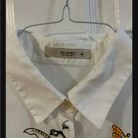 Etro White Shirt with Colorful Embroidery - Picture 2 of 7